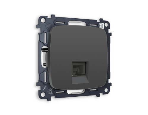 Розетка комп. с шторками RJ45 Cat. 6, Графит мягкое касание, OMEGA Quant Ambrella Volt MO912010