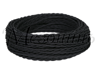Ретро кабель витой 2x1,5 Черный, ТМ МезонинЪ GE70141-05 (1 метр)