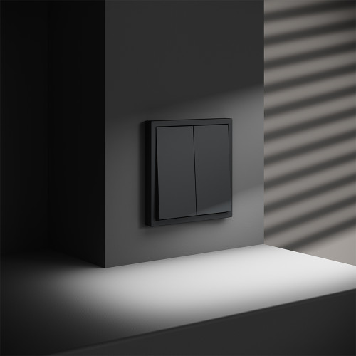 Выключатель 2кл., с/подсв., Графит, Voltum S70 VLS020207