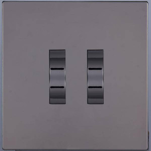 Выключатель кнопочный 2 кл. перекрест. (внутренний монт.), Темн. хром, Navarra Salvador SJAN88DC18