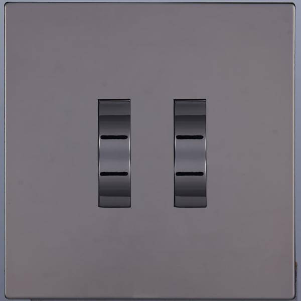 Выключатель кнопочный 2 кл. перекрест. (внутренний монт.), Темн. хром, Navarra Salvador SJAN88DC18