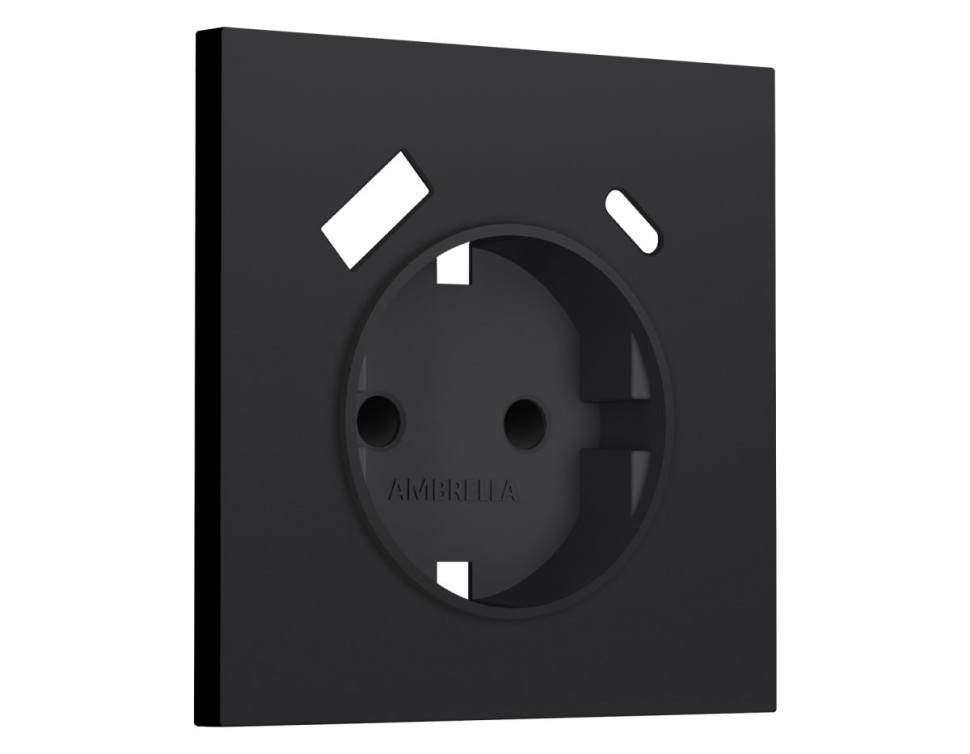 Лицевая панель розетки с З/К и USB зарядкой с шторками, Черный Мягкое касание, Sigma Quant Ambrella Volt SP9900