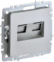 Розетка компьютерная 2-я RJ45 Cat. 5e, Алюминий, Brite IEK BR-K20-1-K47