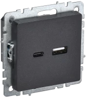Розетка USB для зарядки, тип А+C, Черный, Brite IEK BR-U22-018-K02