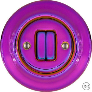 Выключатель кнопочный 2 кл., пурпурно-фиолетовый металлик, Katy Paty PEVIG2Sl5 