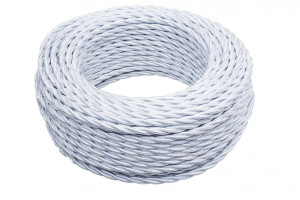 Ретро кабель витой 3x0,75 Белый/Глянцевый, Bironi B1-432-071 (1 метр)