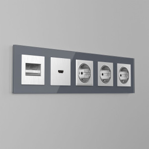 Накладка розетки HDMI, Серебряный рифленый, Werkel W1196009