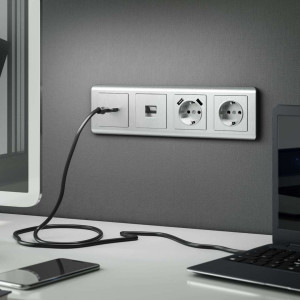 Накладка розетки HDMI, Серебряный рифленый, Werkel W1196009