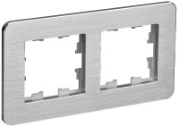 Рамка 2 местная, металл, Алюминий RE AL, Brite IEK BR-M22-M-21-K47