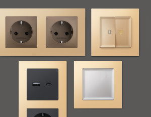 Рамка 4 местная пластик, Шампань, ALFA Techno Ambrella Volt AF220604