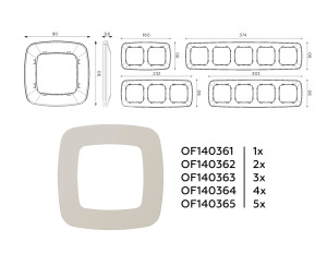 Рамка 2 местная пластик, Серо-бежевый матовый, OMEGA Ecta Ambrella Volt OF140362