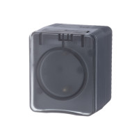 Розетка с З/К и шторками, герметичная IP54, Антрацит, AtlasDesign Profi54 SE ATN544045