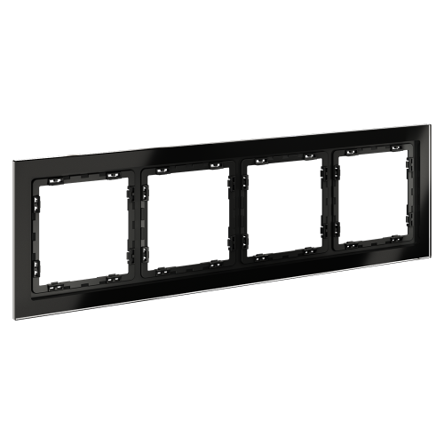 Рамка 4 местная, стекло, Черный матовый, S70 Voltum VLS110408