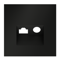 Лицевая панель для розетки телев+комп TV+RJ45 Cat. 6, Черный матовый, S70 Voltum VLS002708