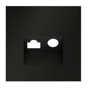 Лицевая панель для розетки телев+комп TV+RJ45 Cat. 6, Черный матовый, S70 Voltum VLS002708