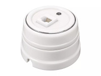 Розетка фарфоровая компьютерная RJ45, Платина на белом, ТМ МезонинЪ GE70341-49