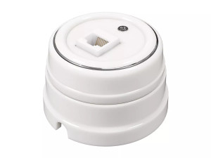 Розетка фарфоровая компьютерная RJ45, Платина на белом, ТМ МезонинЪ GE70341-49