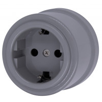 Ретро розетка пластик с 3/К титан Bironi B1-101-26
