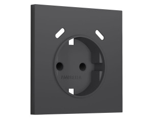Лицевая панель розетки с З/К и USB зарядкой C+С со шторками, Графит Мягкое касание, Sigma Quant Ambrella Volt SP9105