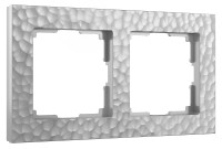 Рамка 2 местная пластик, Серебряный, Hammer Werkel W0022406