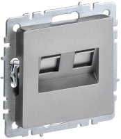 Розетка компьютерная 2-я RJ45 Cat. 5e, Сталь, Brite IEK BR-K20-1-K46