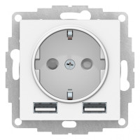 Розетка с З/К и USB зарядкой, тип А+A, Лотос, AtlasDesign SE ATN001330