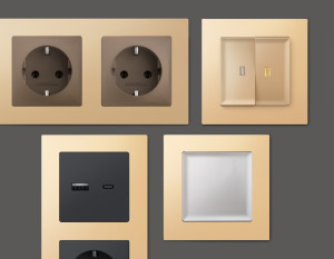 Рамка 5 местная пластик, Шампань, ALFA Techno Ambrella Volt AF220605