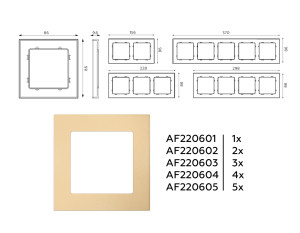 Рамка 5 местная пластик, Шампань, ALFA Techno Ambrella Volt AF220605