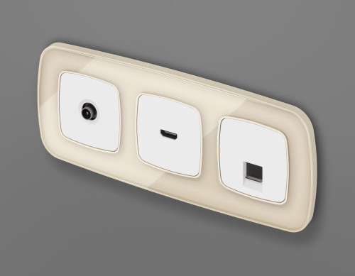 Лицевая панель розетки комп. с шторками RJ45 Cat. 6, Белый матовый, OMEGA Quant Ambrella Volt OP1320