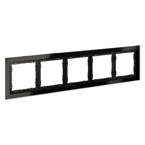 Рамка 5 местная, стекло, Черный матовый, Voltum S70 VLS110508