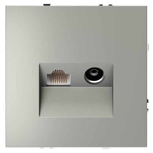 Розетка телев+комп. TV+RJ45 кат. 6, Сталь, S70 Voltum VLS060705