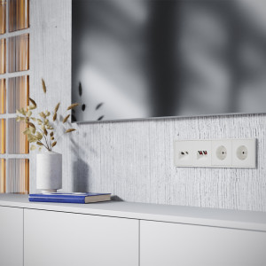 Лицевая панель для розетки телев+комп TV+RJ45 Cat. 6, Хлопок, S70 Voltum VLS002713