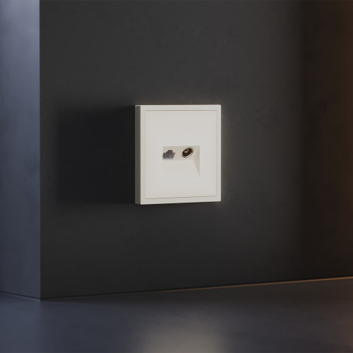 Лицевая панель для розетки телев+комп TV+RJ45 Cat. 6, Хлопок, S70 Voltum VLS002713