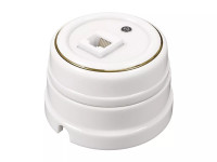 Розетка фарфоровая компьютерная RJ45, Золото на белом, ТМ МезонинЪ GE70341-50