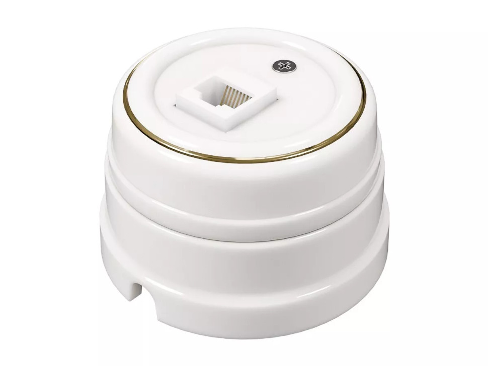 Розетка фарфоровая компьютерная RJ45, Золото на белом, ТМ МезонинЪ GE70341-50 Розетка фарфоровая компьютерная RJ45, Золото на белом, ТМ МезонинЪ GE70341-50