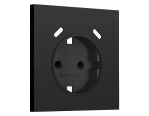 Лицевая панель розетки с З/К и USB зарядкой C+С со шторками, Черный Мягкое касание, Sigma Quant Ambrella Volt SP9905