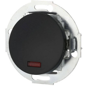 Выключатель кнопочный 1 кл. проходной с подсветкой, Черный, Vintage LK Studio 880408-1