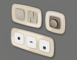 Рамка 4 местная стекло органическое, Бежевый, OMEGA Coint Ambrella Volt OF640304