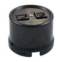 Розетка керамика компьютерная RJ45 черный Bironi B1-302-03
