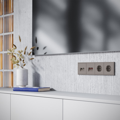 Лицевая панель для розетки телев+комп TV+RJ45 Cat. 6, Капучино, S70 Voltum VLS002714