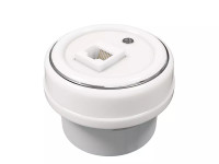 Розетка фарфоровая компьютерная RJ45 без рамки, Платина на белом, ТМ МезонинЪ GE70341-49k