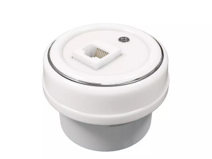 Розетка фарфоровая компьютерная RJ45 без рамки, Платина на белом, ТМ МезонинЪ GE70341-49k