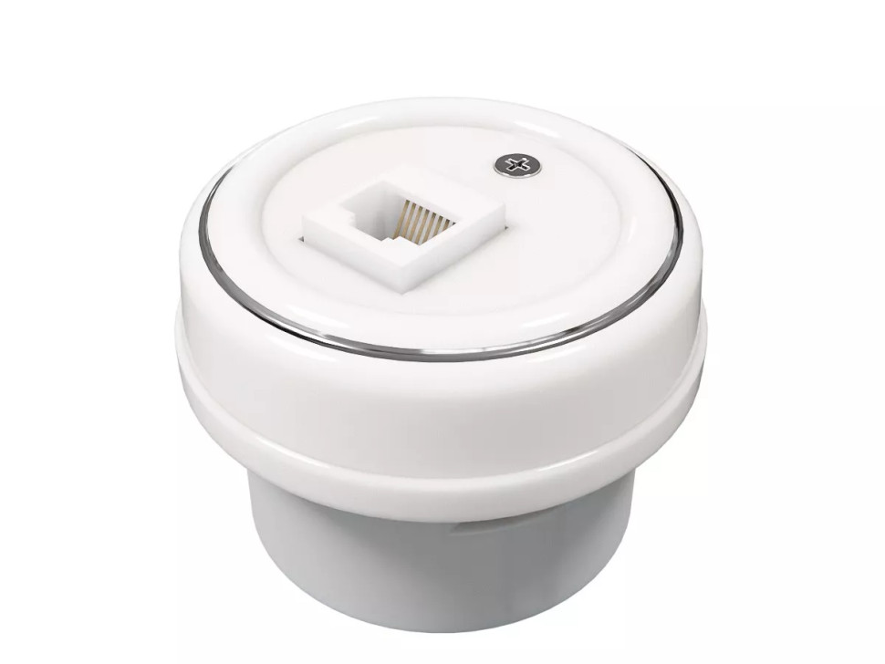 Розетка фарфоровая компьютерная RJ45 без рамки, Платина на белом, ТМ МезонинЪ GE70341-49k Розетка фарфоровая компьютерная RJ45 без рамки, Платина на белом, ТМ МезонинЪ GE70341-49k