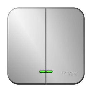Выключатель 2 кл. с подсветкой 10А, Алюминий, Blanca SE BLNVA105113