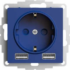 Розетка с З/К и USB зарядкой, тип А+A, Аквамарин, AtlasDesign SE ATN001130