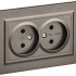 Розетка 2-я без З/К, Бронза, Brite IEK BR-R20-10-K45-F
