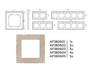 Рамка 3 местная стекло закаленное натуральное, Серо-бежевый, ALFA Platos Ambrella Volt AF380603