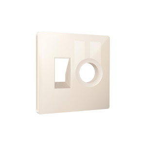 Лицевая панель розетки телеф./комп.+тв. RJ11/RJ45+TV, Бежевый глянец, ALFA Quant Ambrella Volt AP3125
