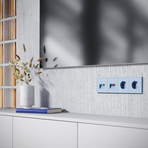 Лицевая панель для розетки телев+комп TV+RJ45 Cat. 6, Деним, S70 Voltum VLS002715