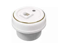 Розетка фарфоровая компьютерная RJ45 без рамки, Золото на белом, ТМ МезонинЪ GE70341-50k